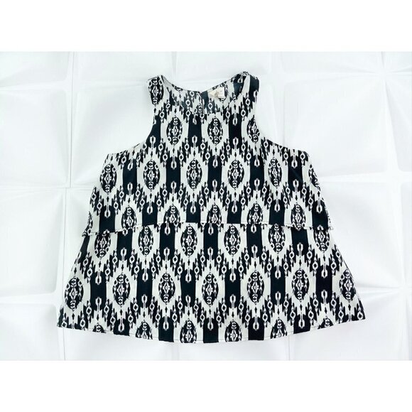 Francesca's Sz M Layered Black Contrast Aztec Print ikat Blouse Tank Top - Picture 1 of 6